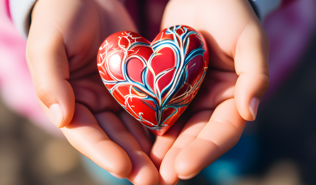 Красивое сердце с узором в руках