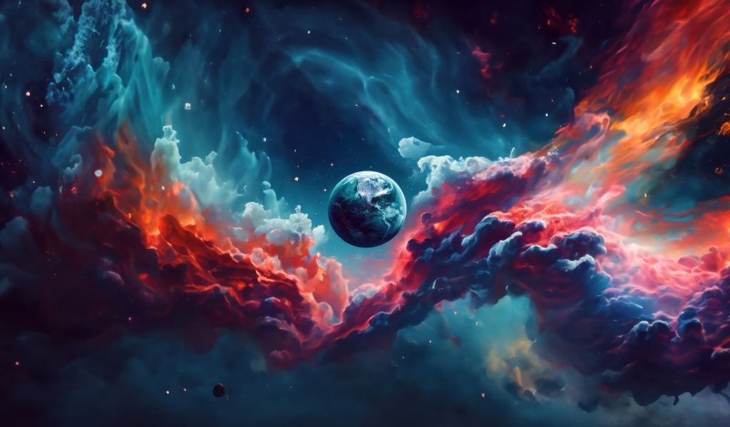 Планета земля в космической туманности