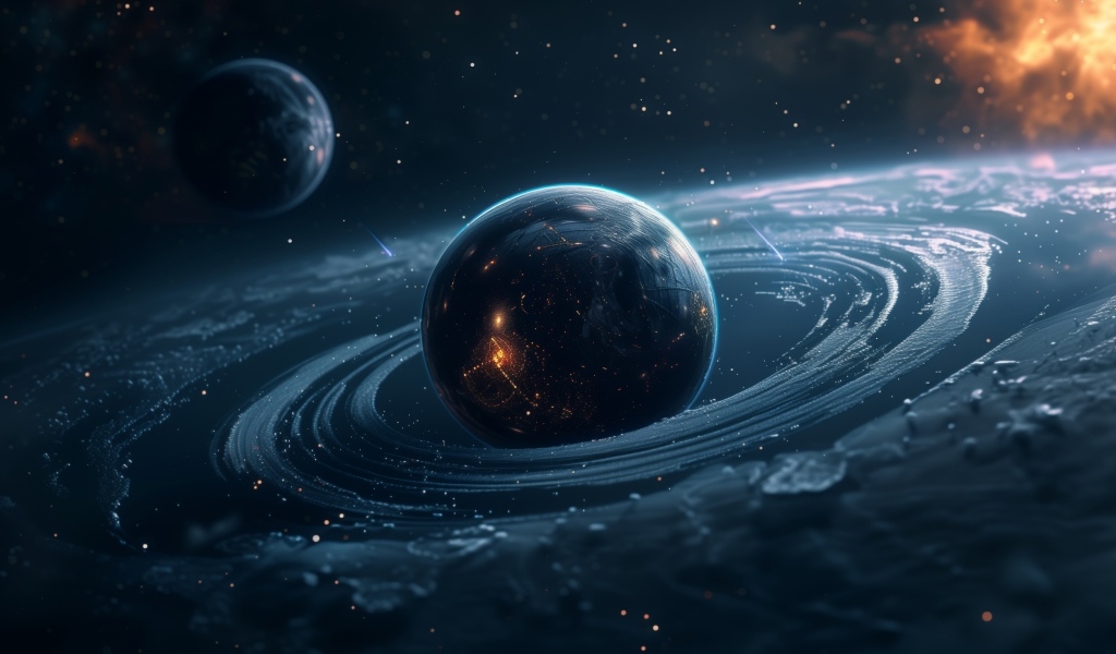 Планета земля с галактическими кругами