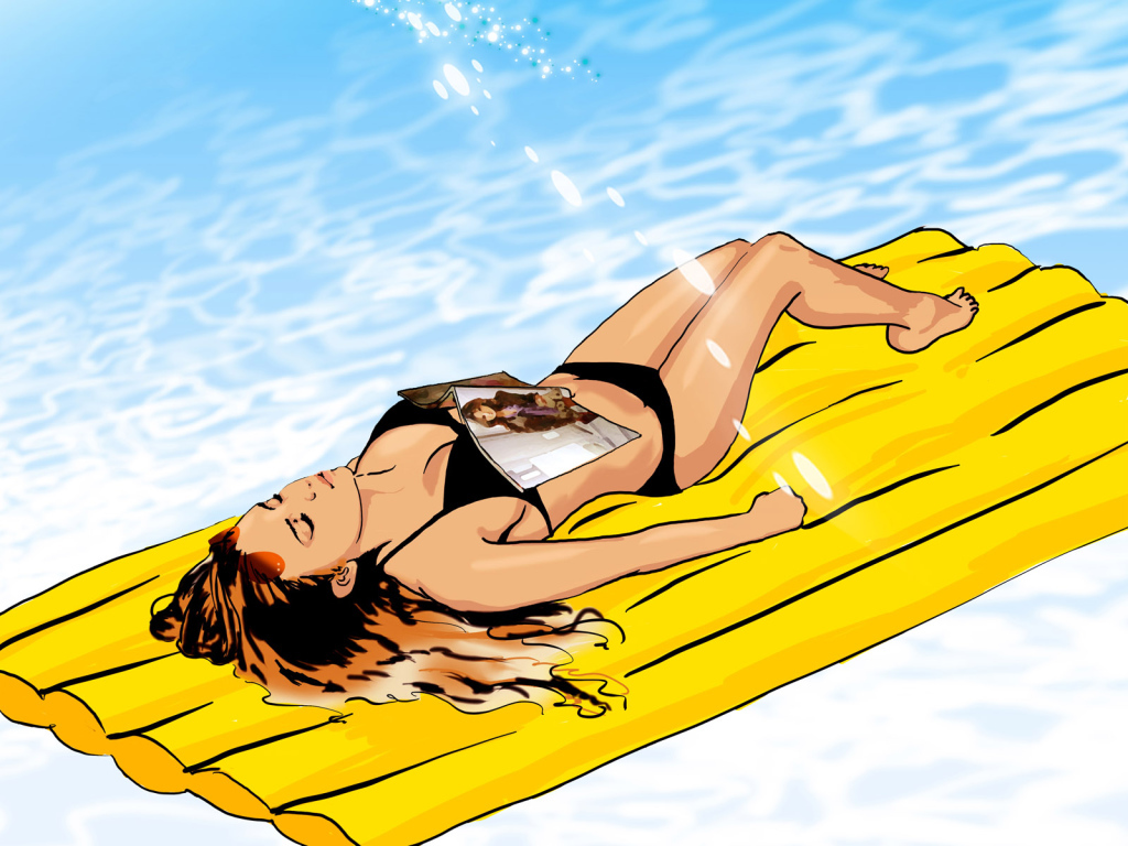 Горячая девушка в бассейне