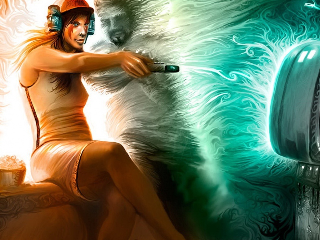 Девушка у тв