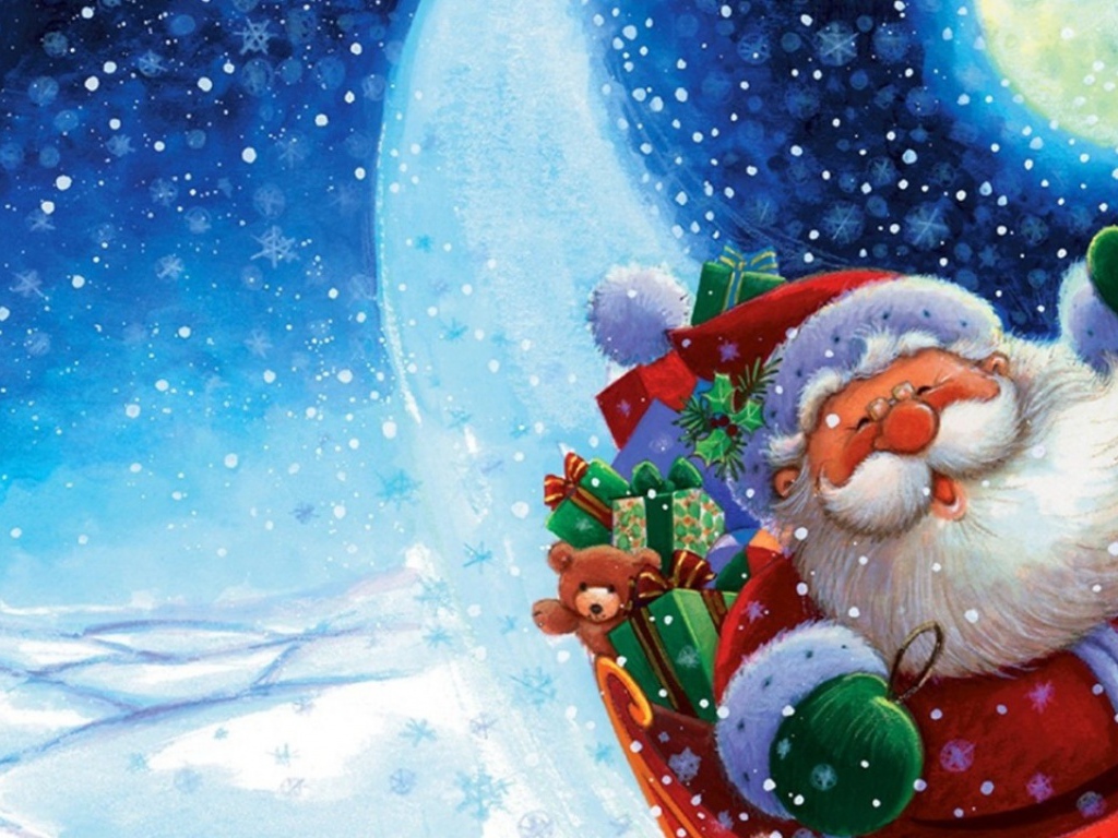 Санта Клаус в повозке