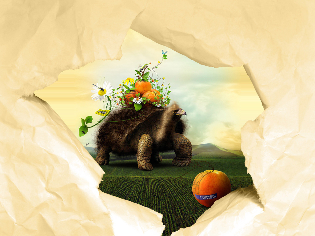 Черепаха и персики