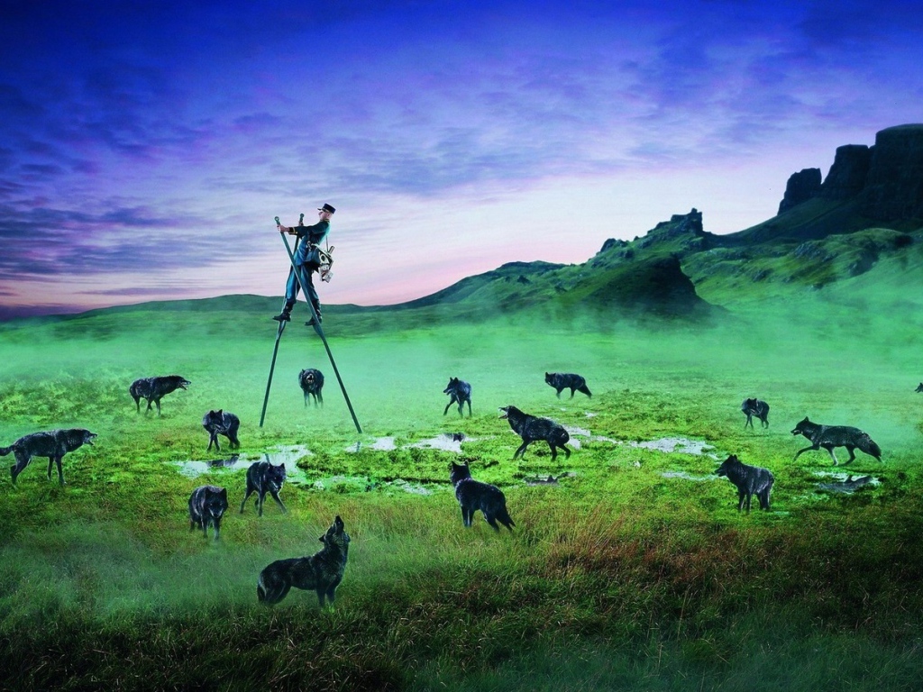 Охотник на ходулях и волки