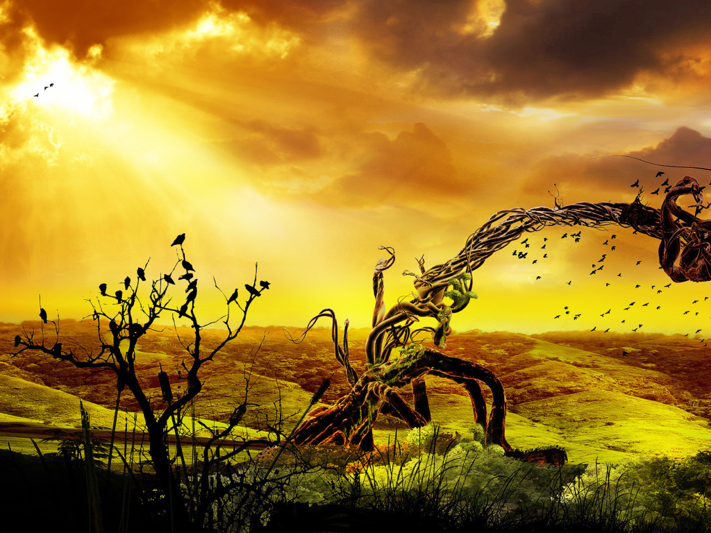 Дерево и птицы