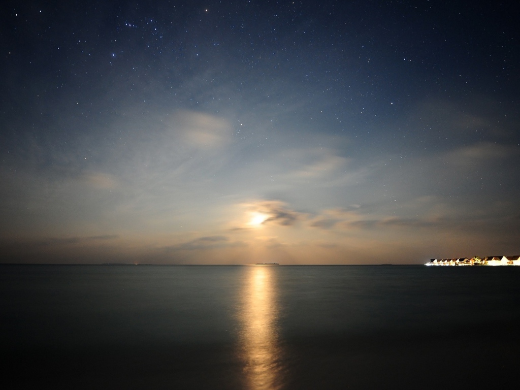 Закат на звездном небе