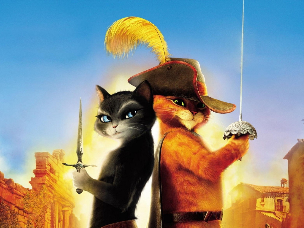 Кот в сапогах и кошка