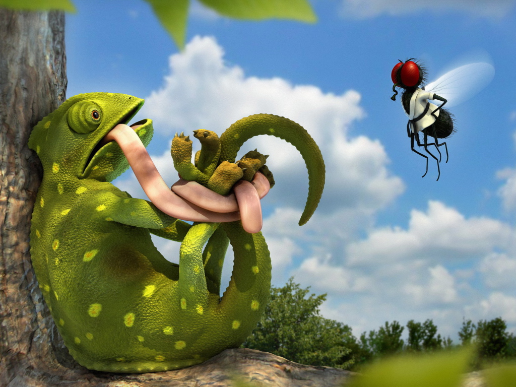Хамелеон и муха