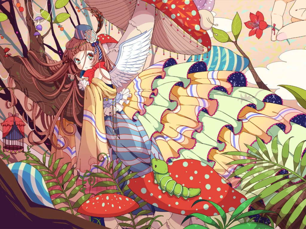 Аниме девочка в длинной юбке