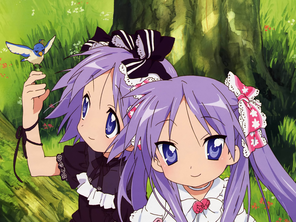 Две девочки с птичкой