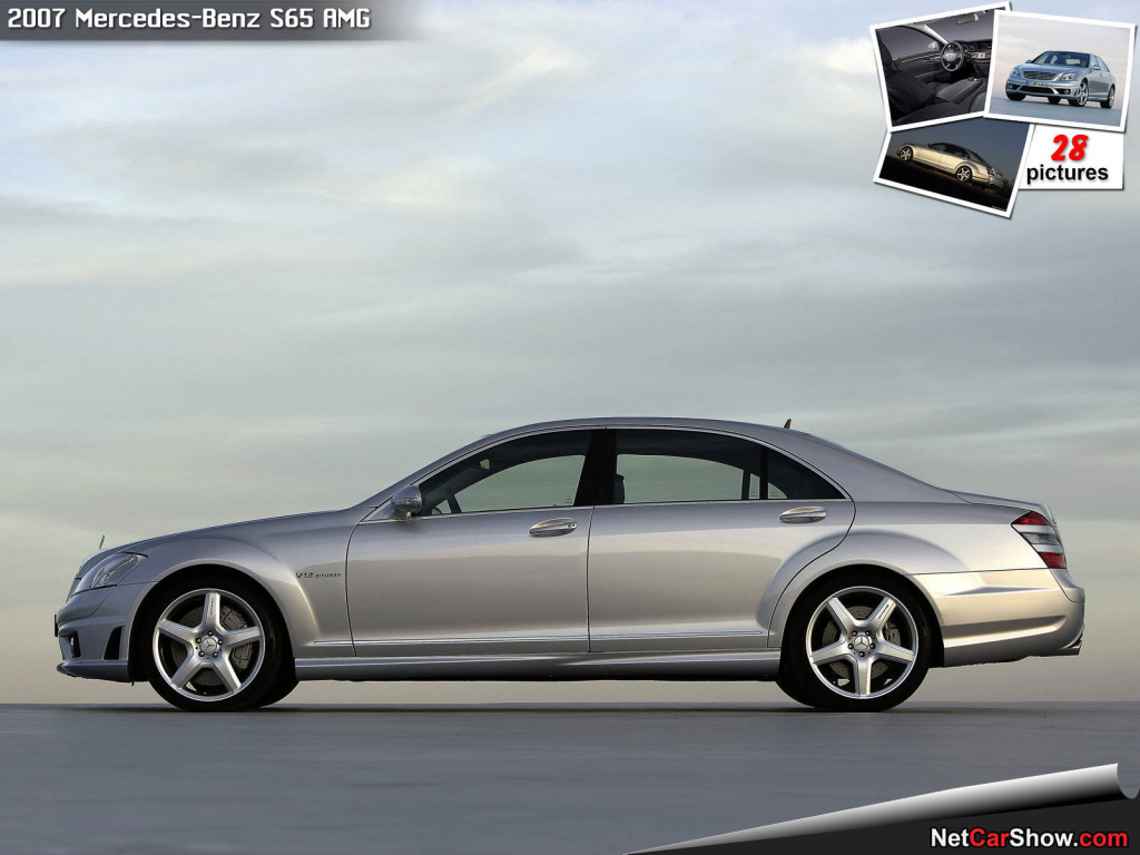 Серебряный Mercedes-Benz S65 AMG со стороны