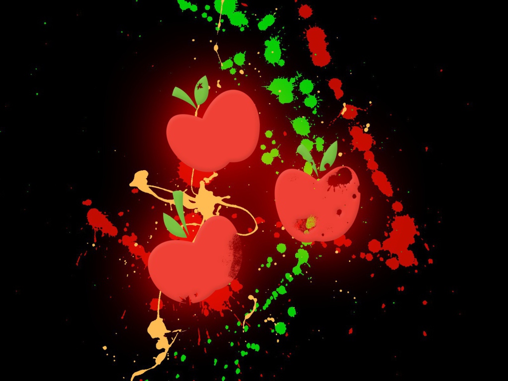 Три яблока на черном фоне