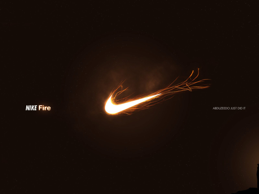 Nike логотип в огне