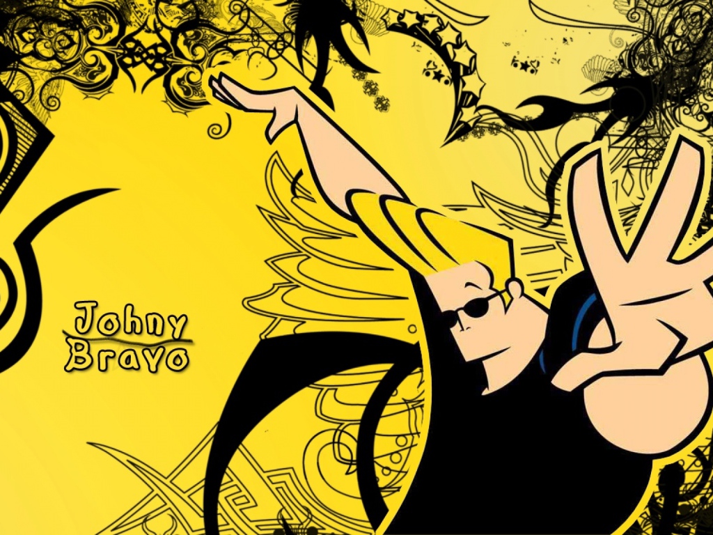 Джонни Браво на желтом фоне
