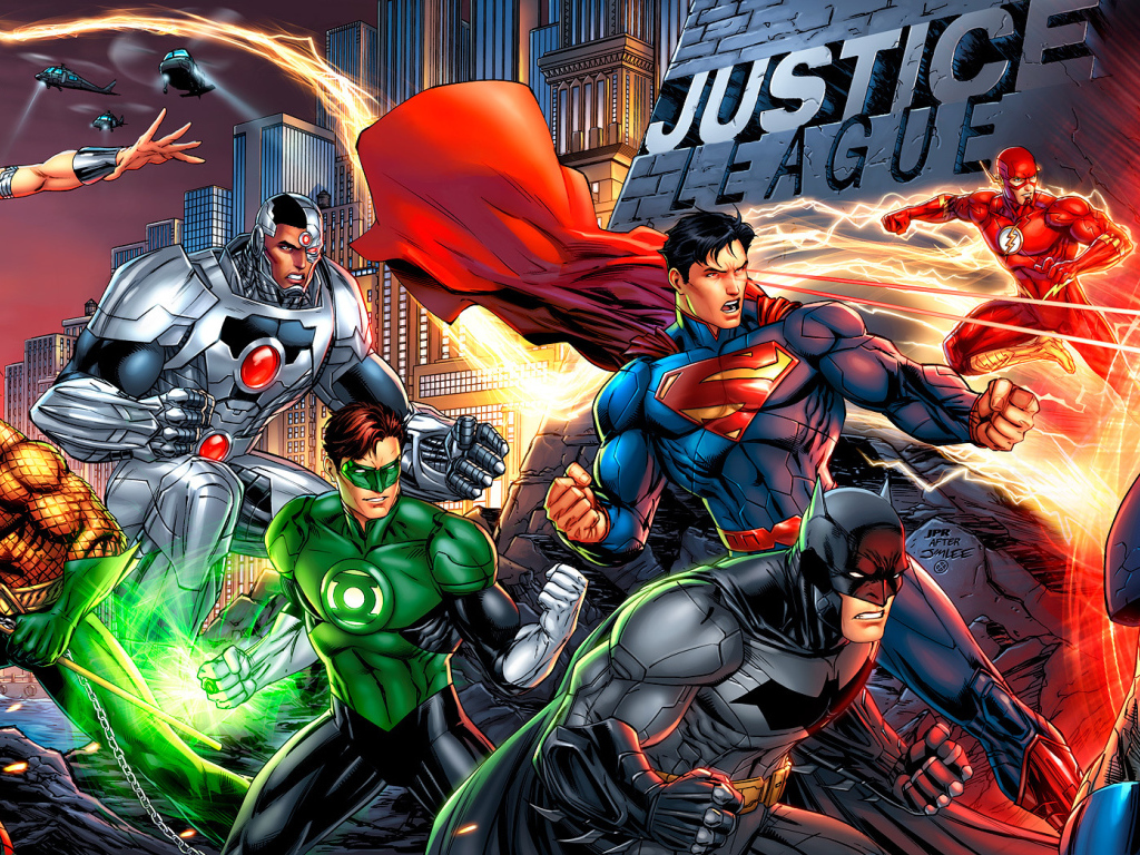 Герои Лиги Справедливости в середине боя