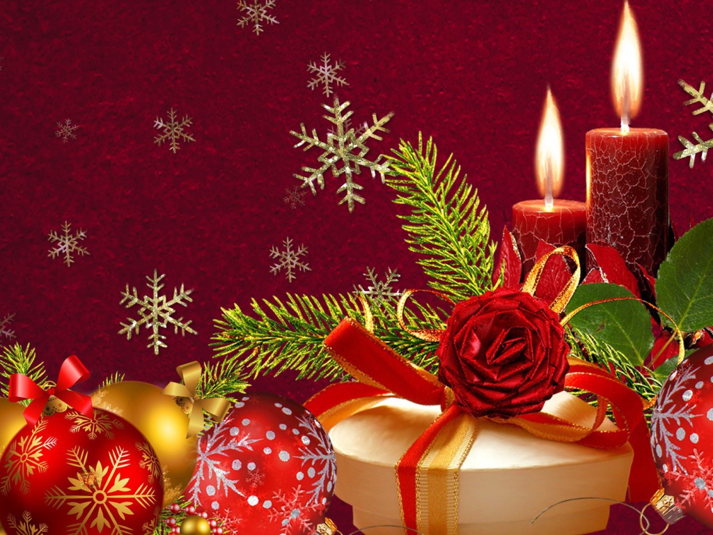 Красивая картинка в красных цветах на рождество