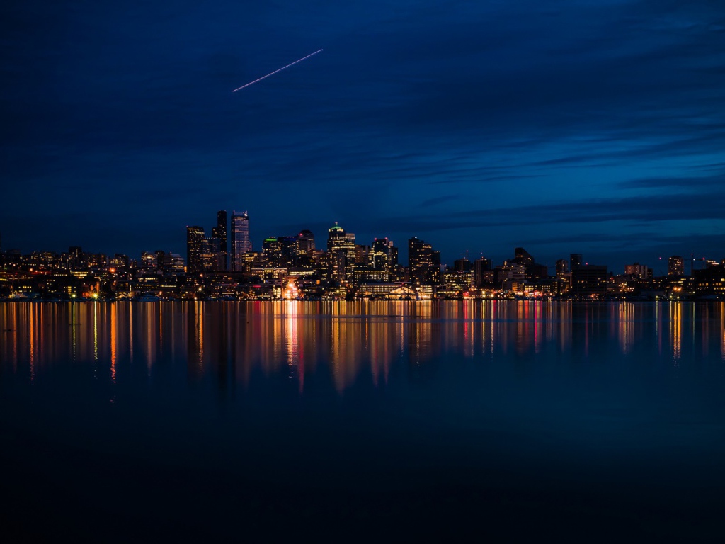 Город Сиетл ночью
