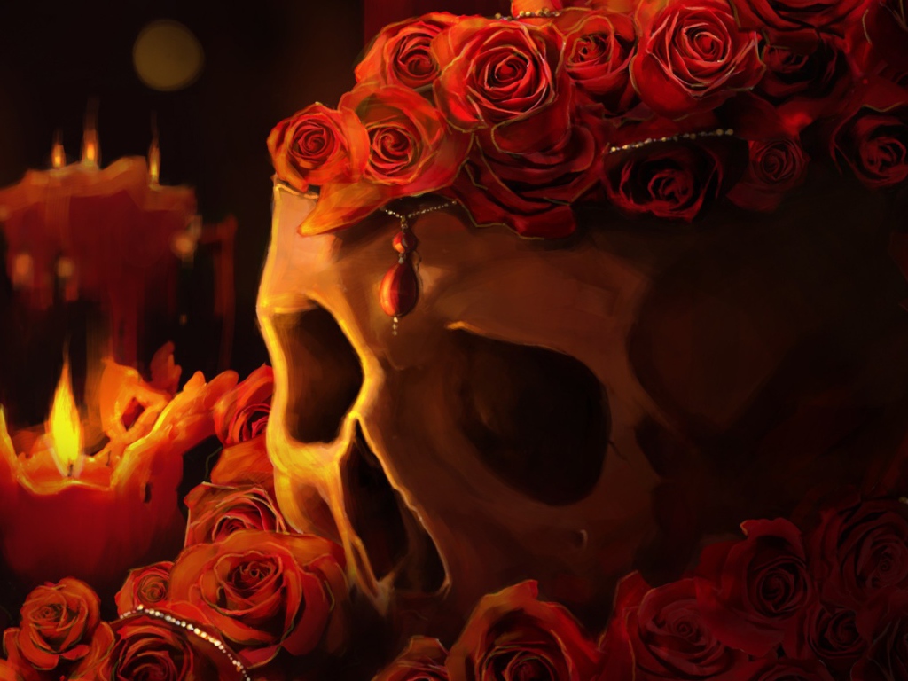 Череп с розами