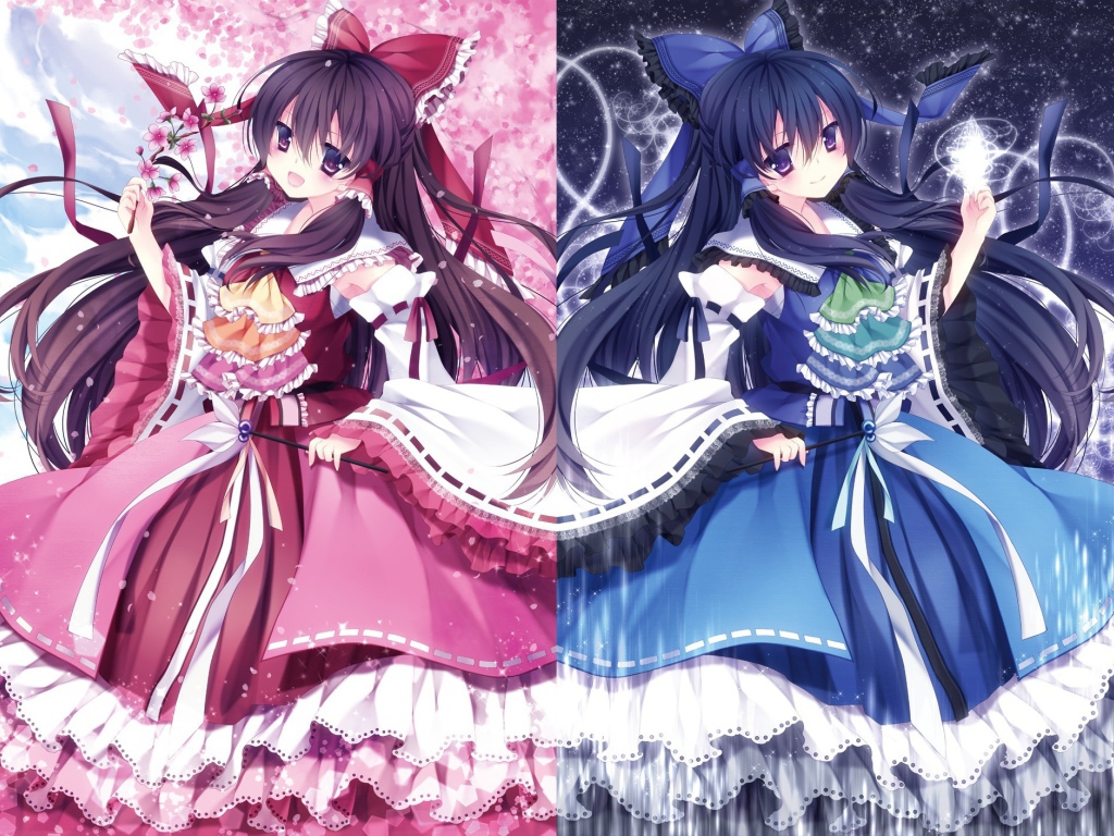 Девочки в розовом и синем платье