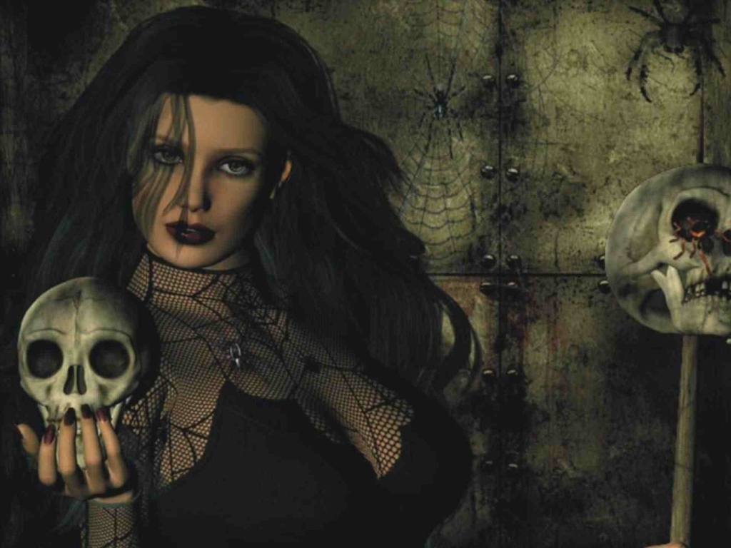 Девушка с черепом