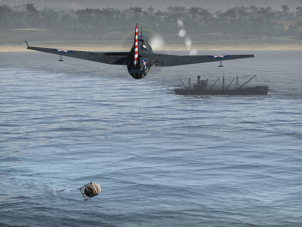 War Thunder самолет направляется к судну
