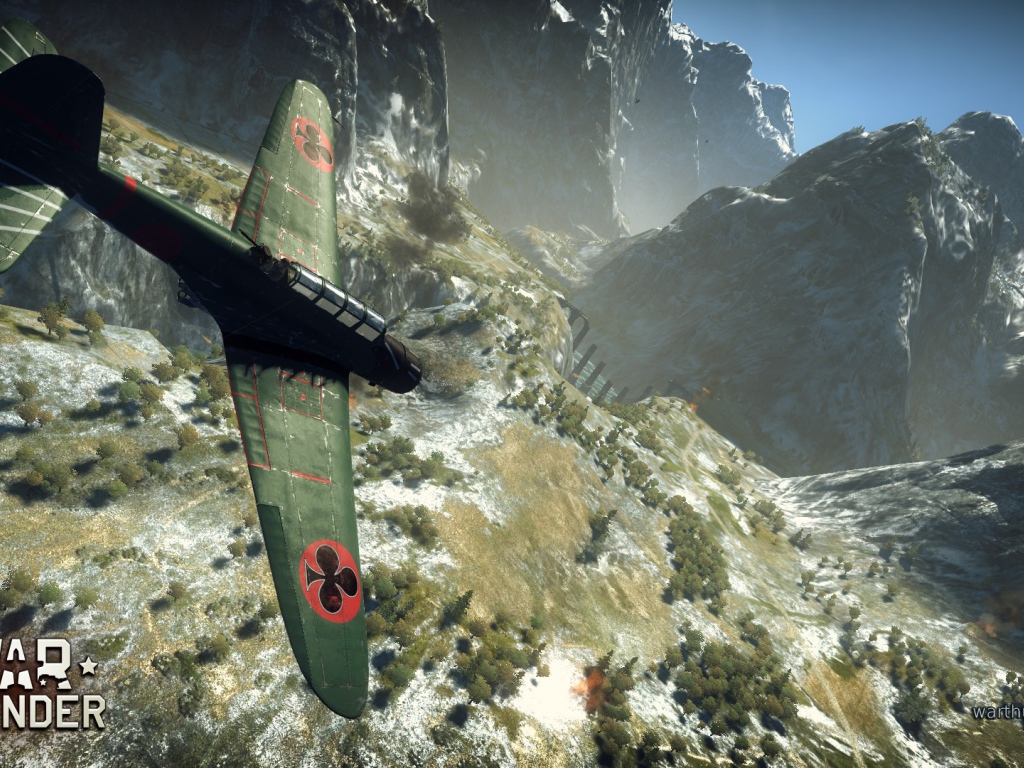 War Thunder warplane in the hills