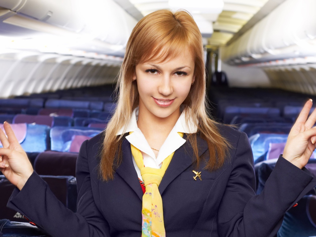 Blonde stewardess