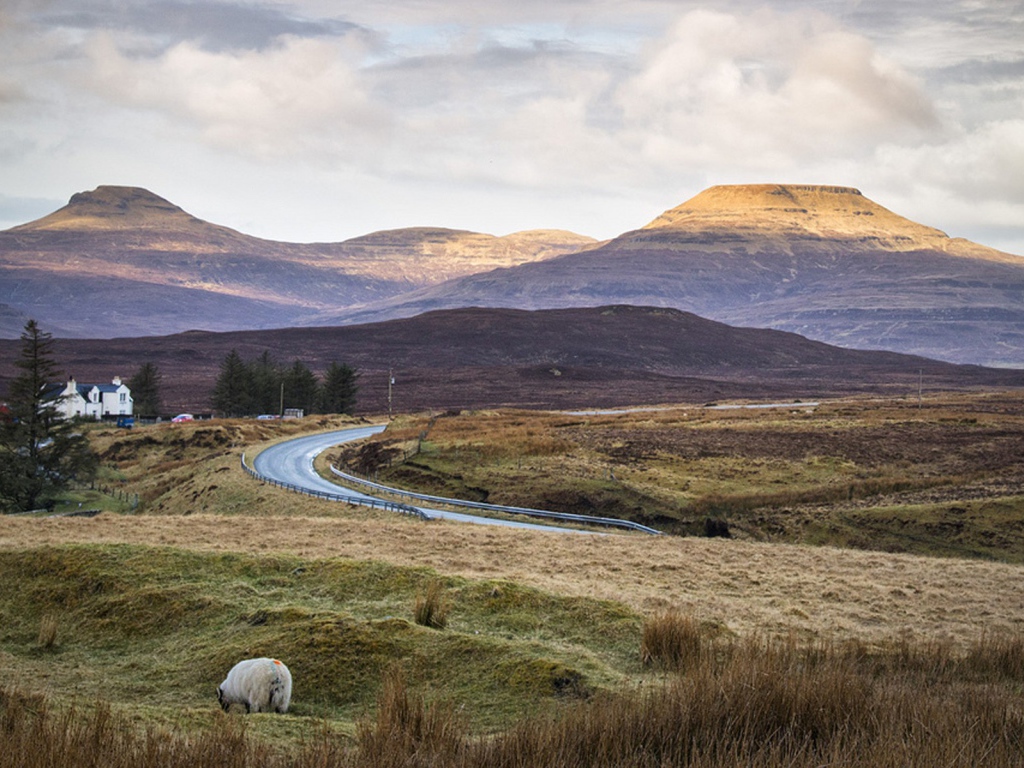 Дорога через поле в горы