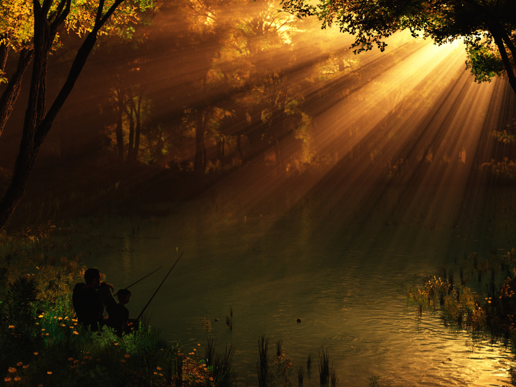 Рыбаки в солнечных лучах