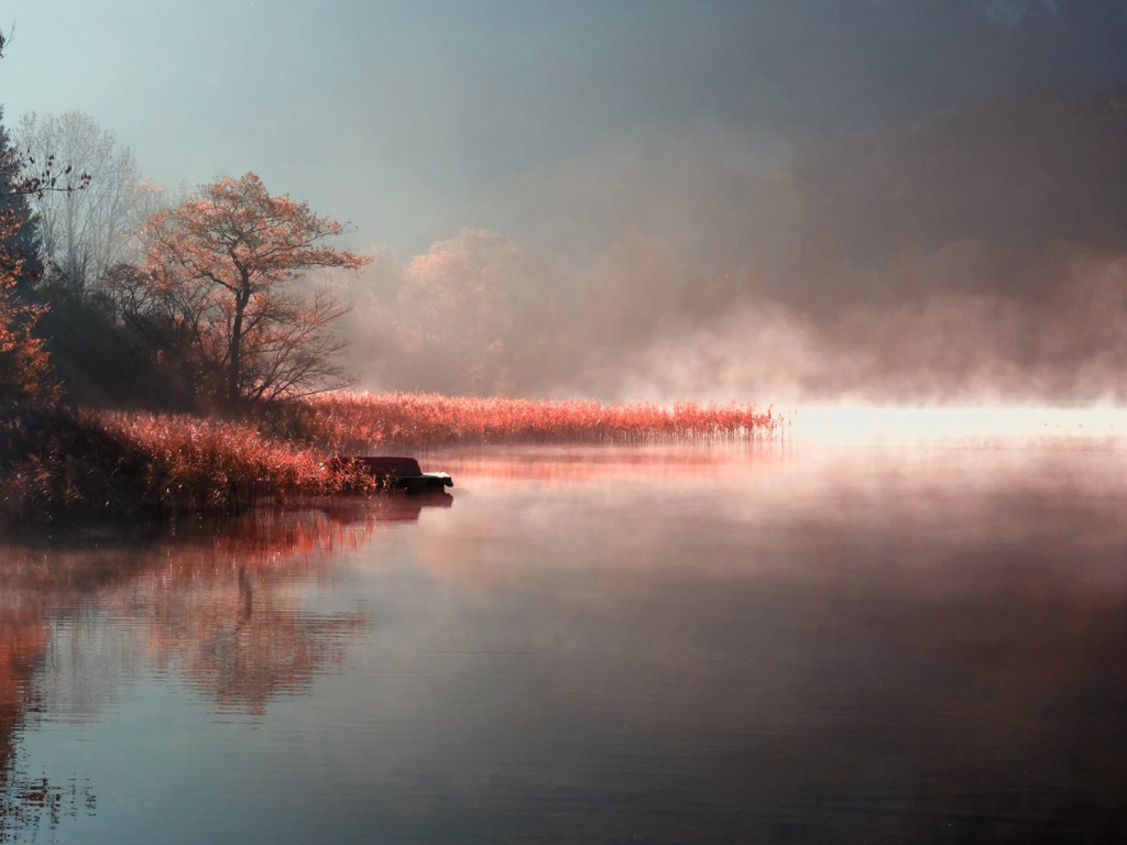 Утренний туман над озером