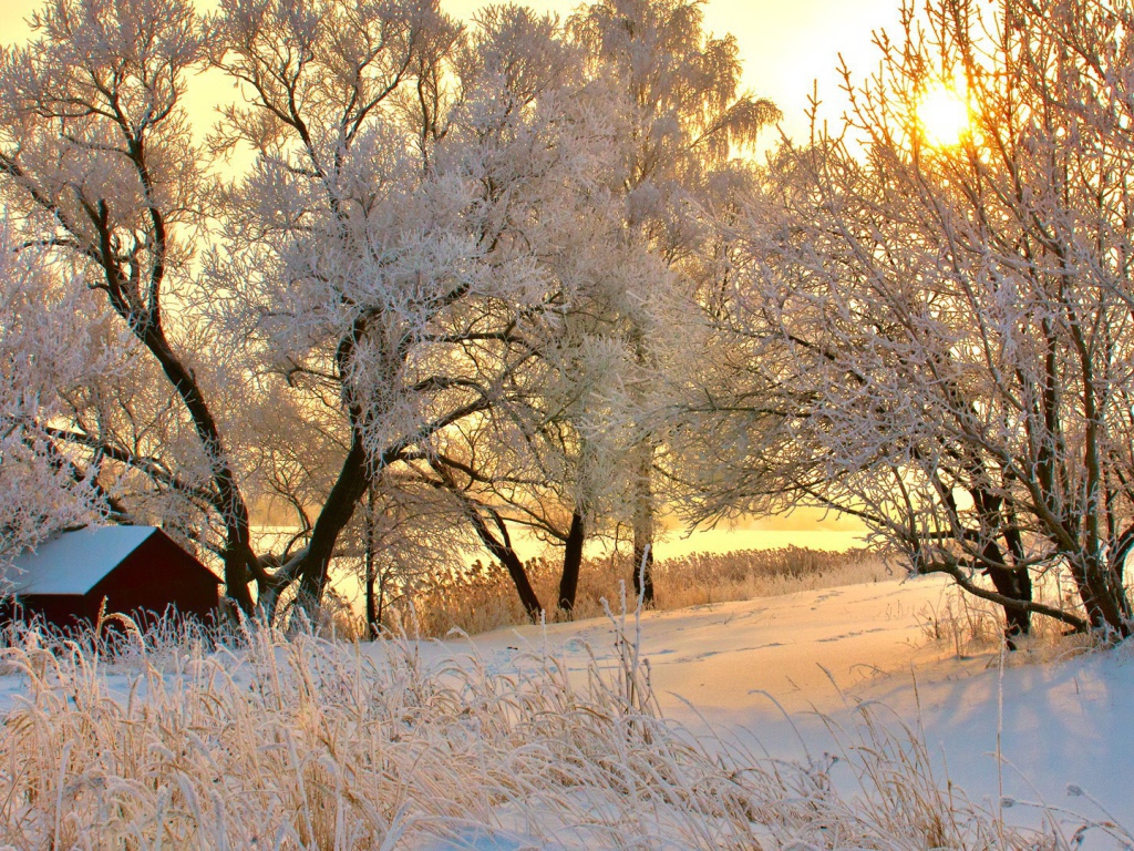 Зимний закат в Румынии