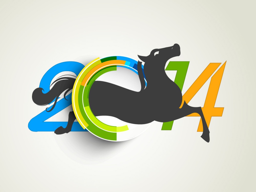 2014, красивая картинка с серым конём