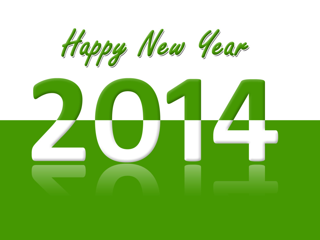 Счастливого Нового Года 2014, зелёный и белый цвет