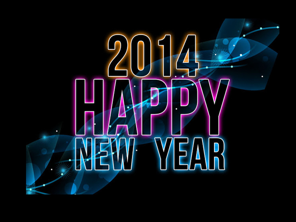 Счастливого Нового Года 2014, чёрный красивый фон