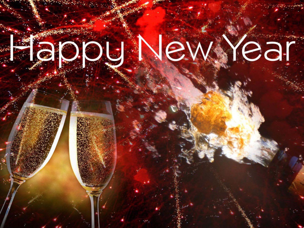 Счастливого Нового Года, бокалы шампанского