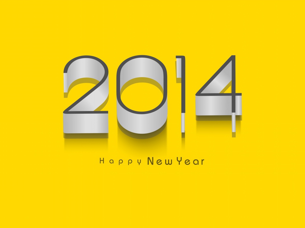 Счастливого нового 2014 года, жёлтый фон