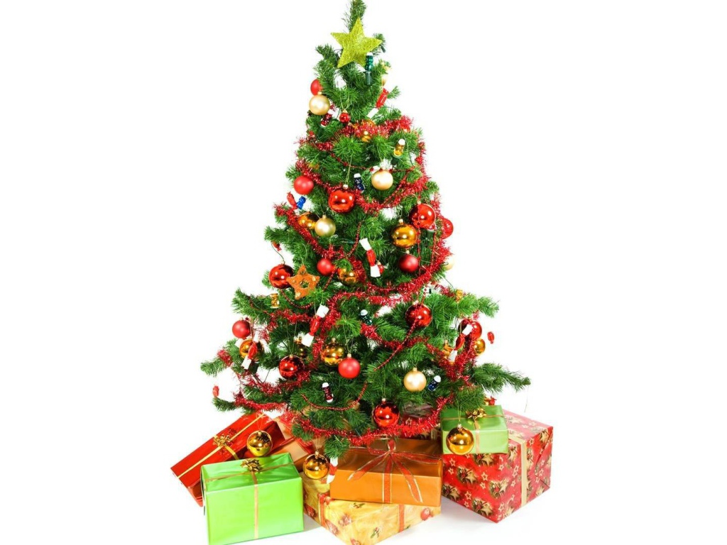 Новогодняя елка в ярком фоне