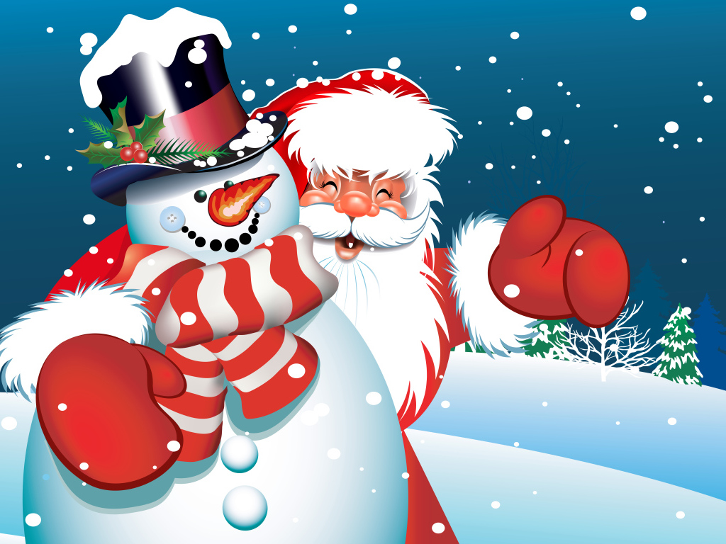 снеговик и дед мороз