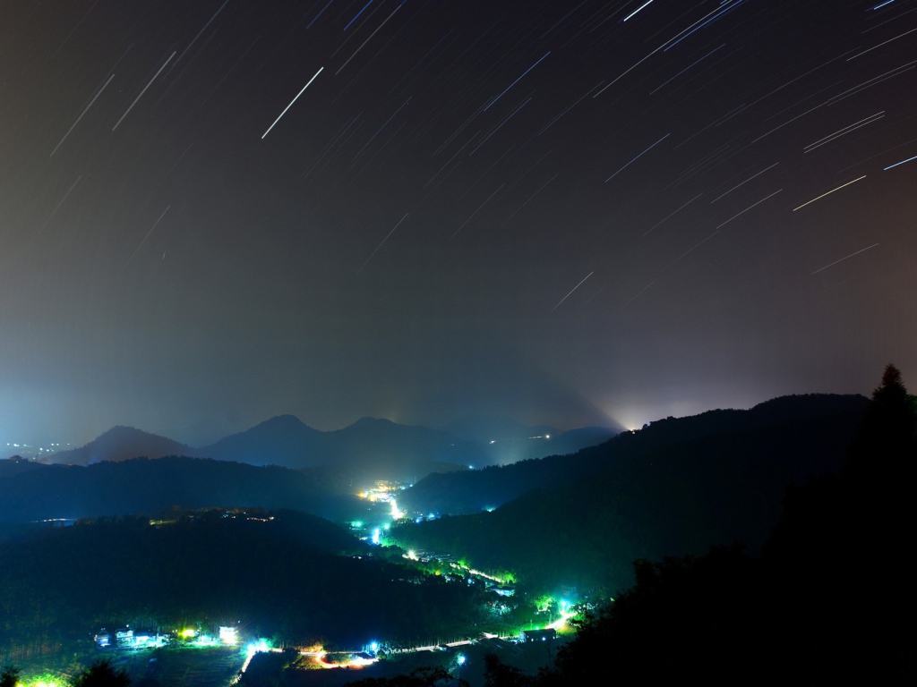 Ночь звезд снято с  длительной экспозицей