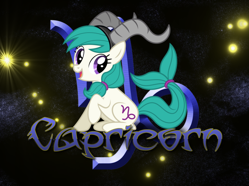 Козерог, детская картинка с чёрным фоном