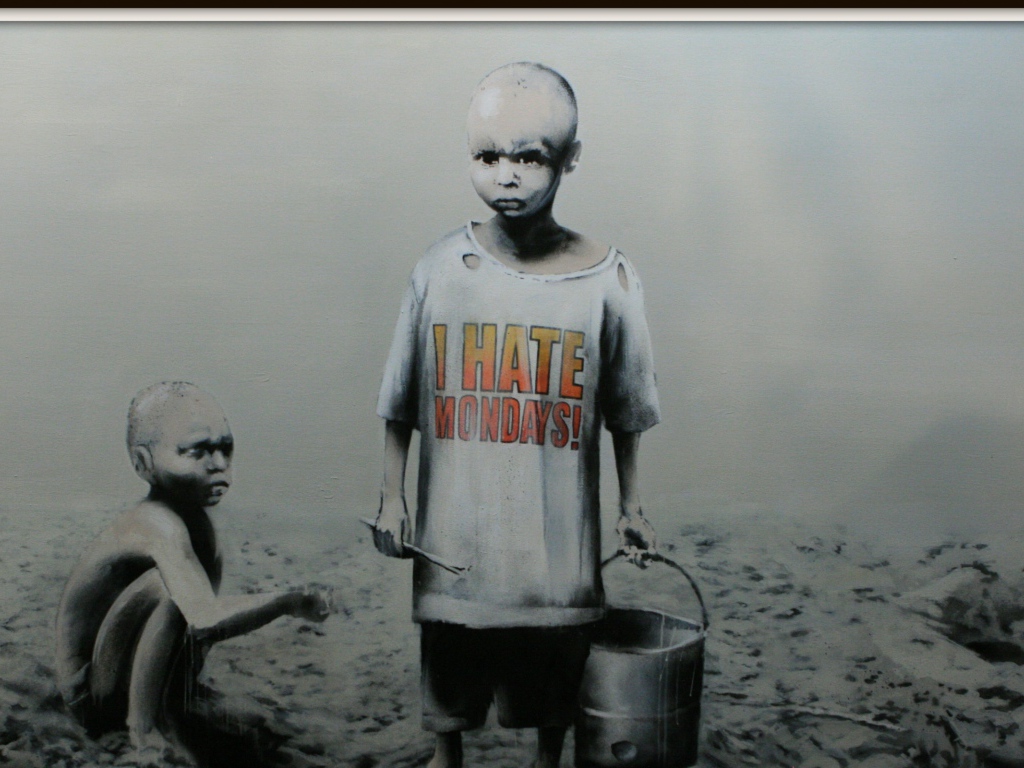 Граффити, ненавижу понедельники, художник Бэнкси