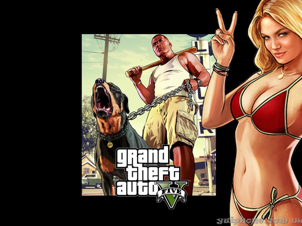 Grand Theft Auto V горячая красотка и собака