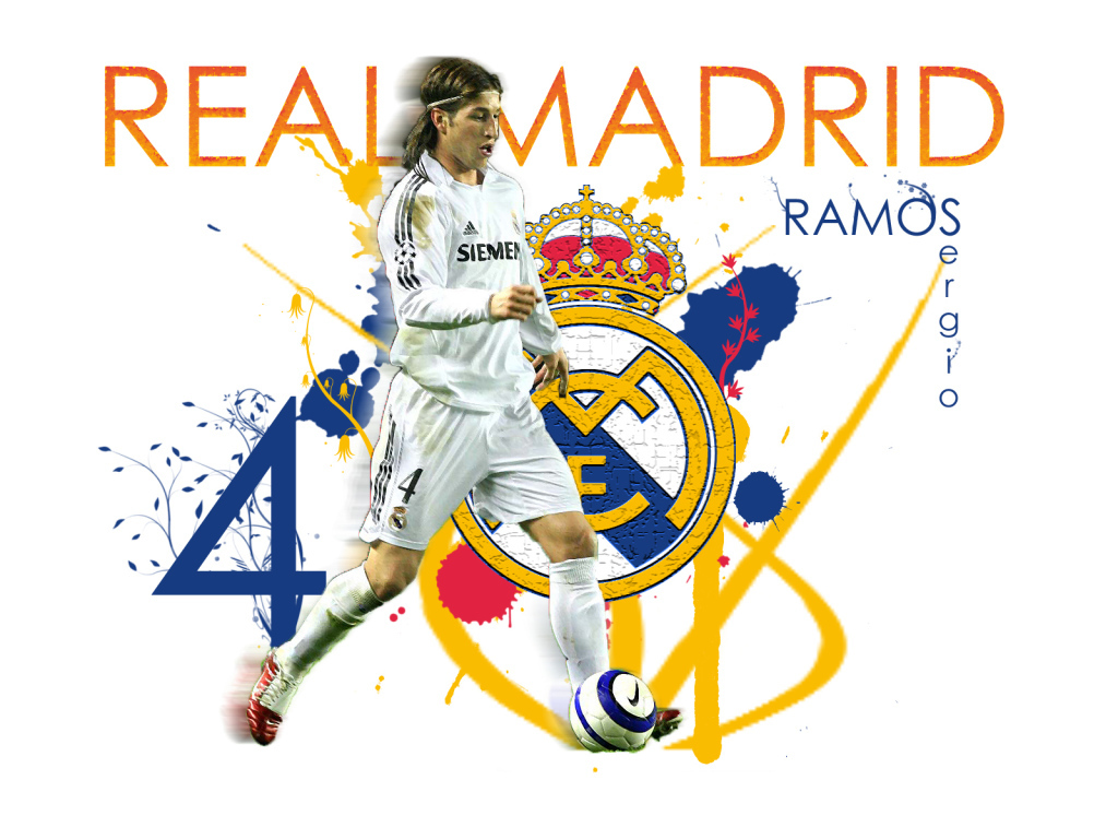 Реал Мадрид Серхио Рамос на белом фоне