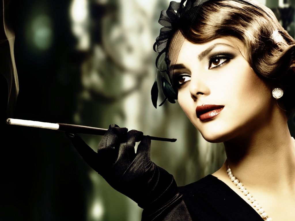 Ретро фотография девушки с сигаретой