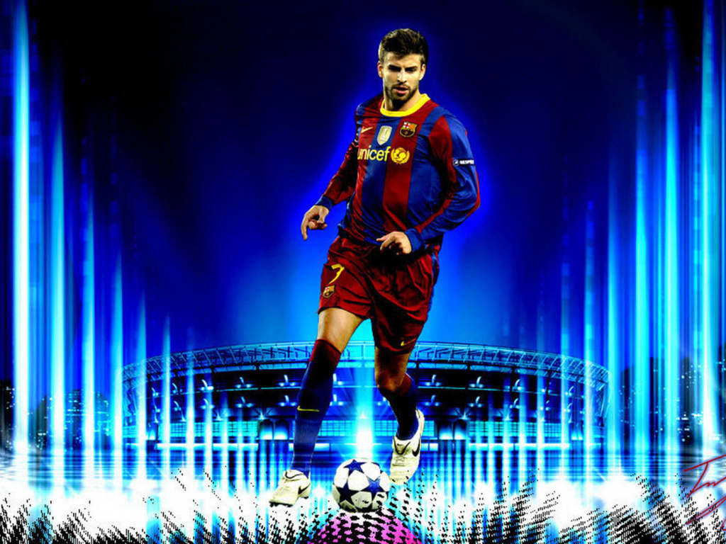 Защитник Барселоны Херард Пике с мячом