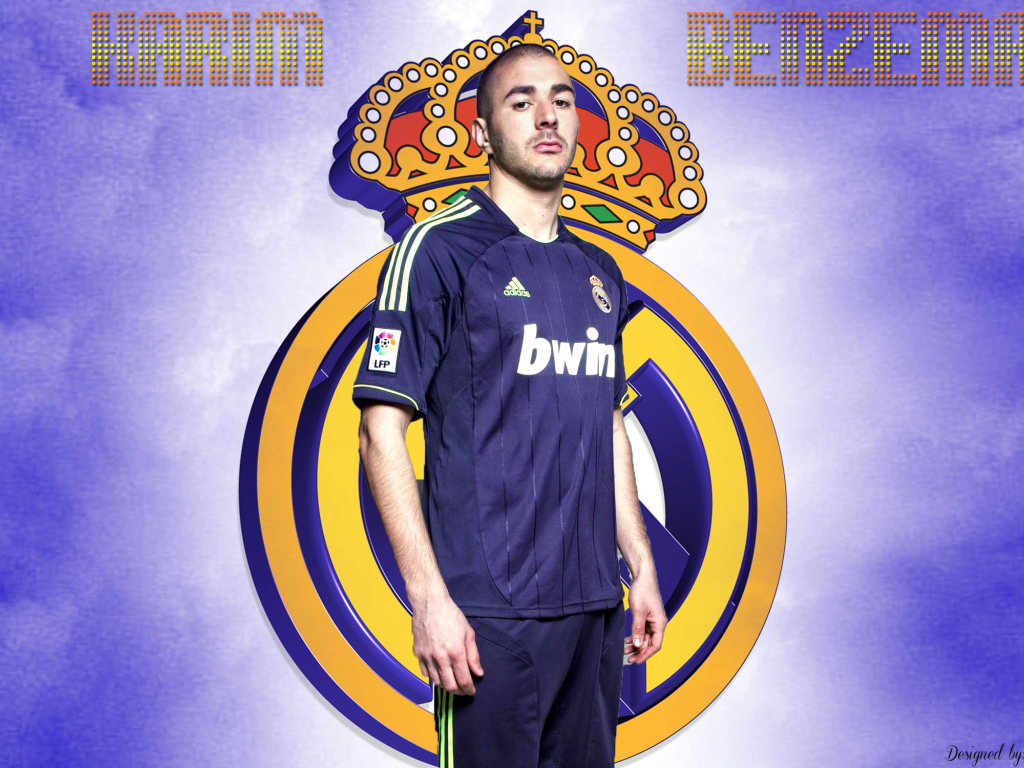 The football player Real Madrid Karim Benzema under the sky