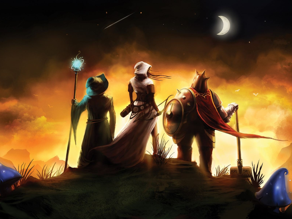 Trine 2 Complete Story: герои наблюдает за падающей звездой