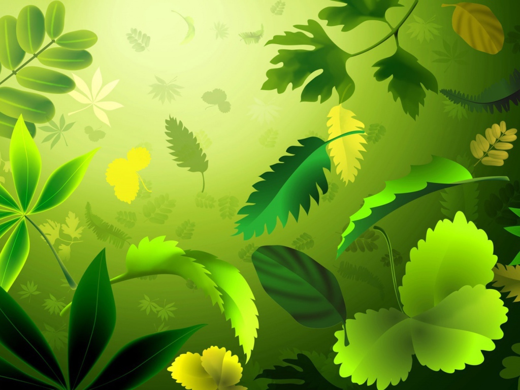 Зеленые листья 3Д