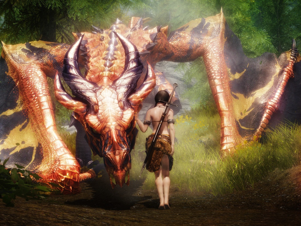 Ручной дракон у девочки с мечом