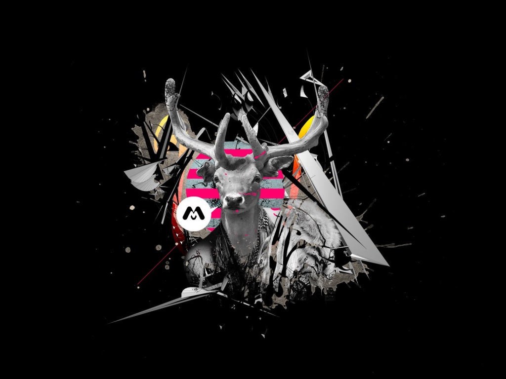 Олень на черном фоне